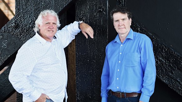 CFMEU national secretary Michael O'Connor and MUA national secretary Paddy Crumlin, whose two unions intend to merge. 
