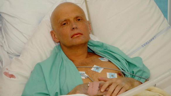 Former Russian spy Alexander Litvinenko in his hospital bed in central London days before his death in November 2006.