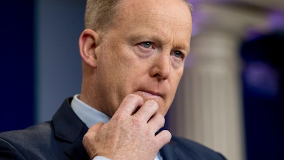 White House press secretary Sean Spicer speaking to the media. 
