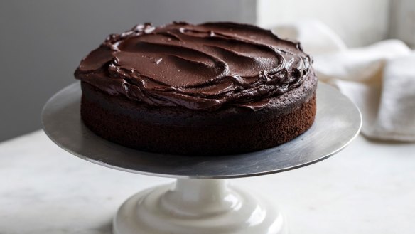 Helen Goh's famous chocolate cake topped with ganache.