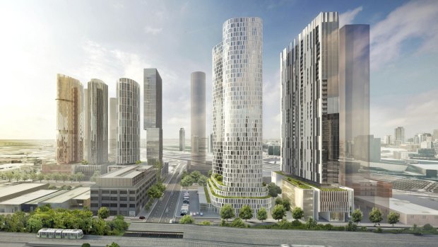 An artist's impression of six towers on Normanby Road.
