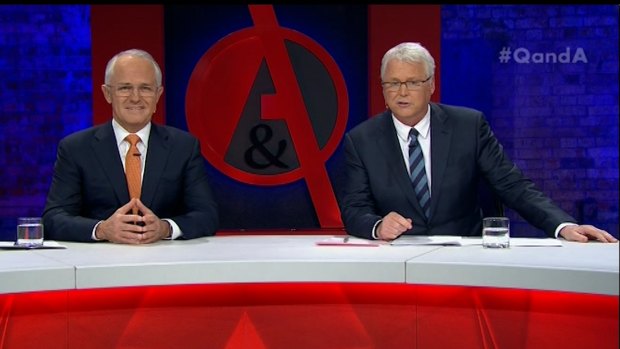 Smiling but under the weather ... Malcolm Turnbull was the sole guest on Q&A on Monday night.