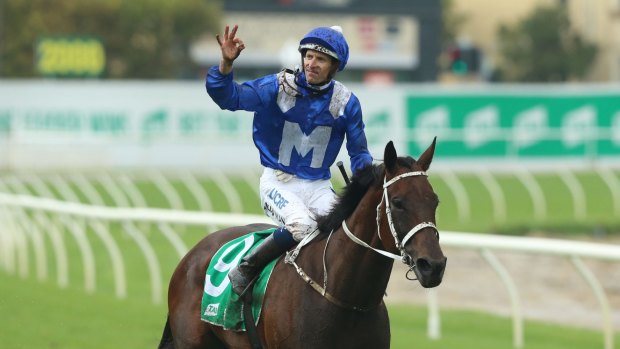 Carnival stars: Hugh Bowman returns on Winx after winning the Chipping Norton Stakes on Saturday.