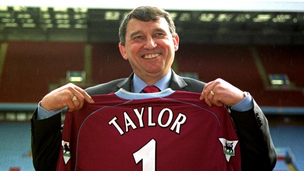 Graham Taylor pictured in 2002 at a press conference to announce that he had been appointed as the new manager of Aston Villa.