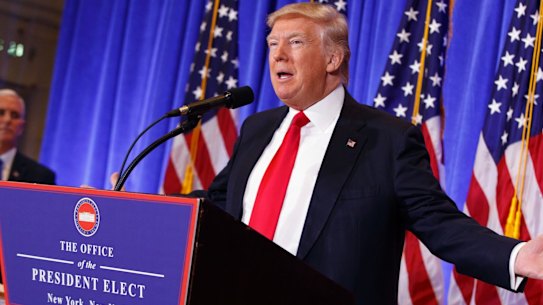 President-elect Donald Trump at the press conference. 