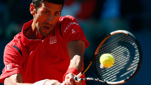 On the attack: Novak Djokovic.