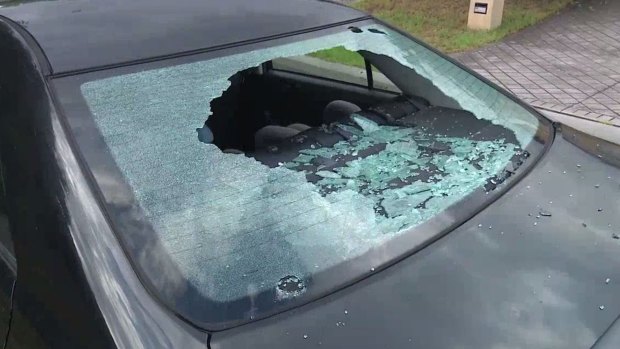Hail damage to car owned by Rouse Hill resident Ben Little.