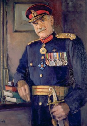 Major General Alan Stretton, 1987 by Gwendolene Pratt oil on canvas laid on composition board.