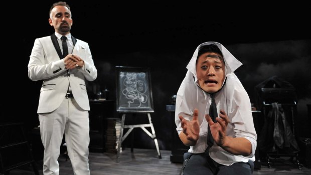 Yannick Lawry and George Zhao in <i>The Screwtape Letters</i>.