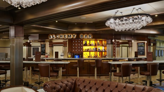Carnival Legend's Alchemy Bar offers plenty of space to relax and enjoy a drink.