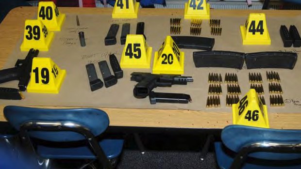 Arsenal: Weapons and ammunition found at Sandy Hook Elementary School in Newtown, Connecticut.