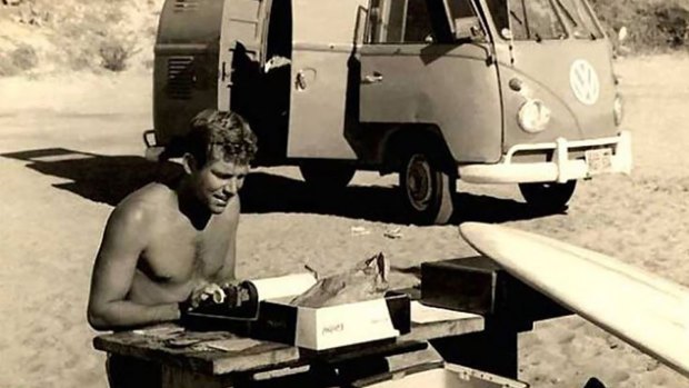John Severson working at San Onofre State Beach outside San Clemente, California, in 1959.