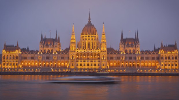 The much-photographed Hungarian Parliament Buildings in Budapest.