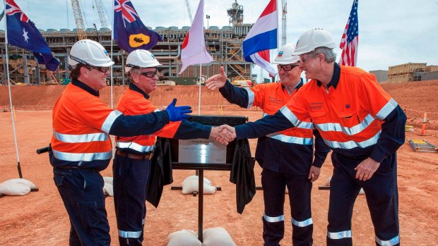 Prime Minister Malcolm Turnbull and WA Premier Colin Barnett visiting Chevron's Gorgon LNG project at Barrow Island last year.