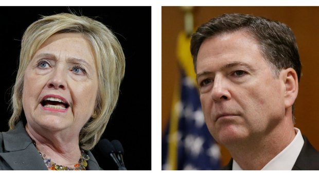 Presumptive Democratic presidential candidate Hillary Clinton  and FBI director James Comey.