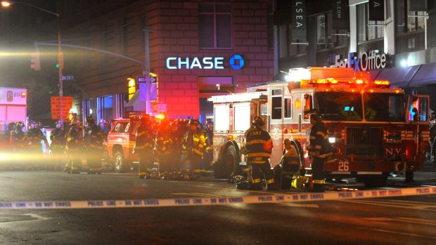 Emergency personnel near the explosion on 23rd Street in New York on Saturday night.