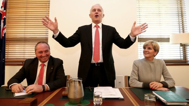 Mr Joyce, Mr Turnbull and Ms Bishop.