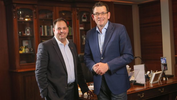 Premier Daniel Andrews with Small Business Minister Philip Dalidakis.