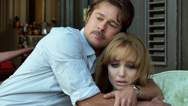 Brad Pitt and Angelina Jolie in a scene from the film <em>By the Sea</em>.