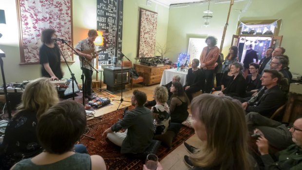 Phia and Josh Teicher perform at a private house in Richmond.