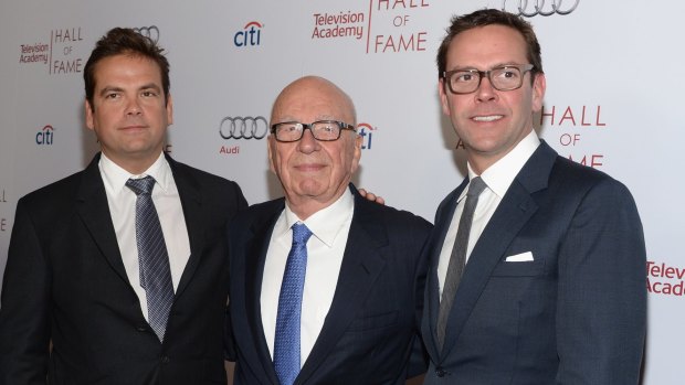Investors are watching closely to see how the unusual working relationship progresses between the younger James, right, and the older Lachlan, left, pictured with their father Rupert.