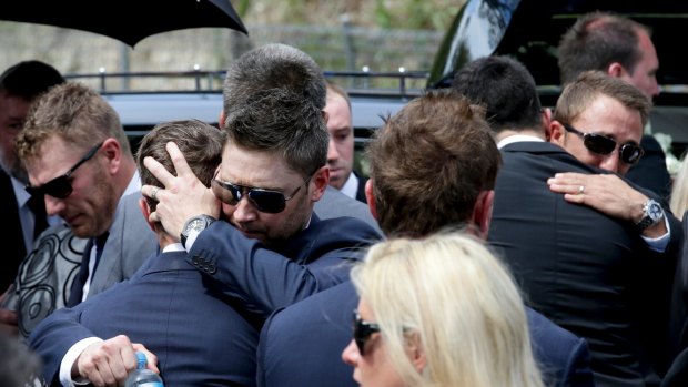 Former Australian captain Michael Clarke at the funeral of Phillip Hughes in Macksville.