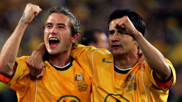 Old allies: Harry Kewell and Tim Cahill. 