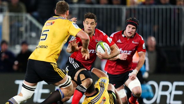 Still got it: Dan Carter of the Crusaders has a cut at the Hurricanes in Nelson. 
