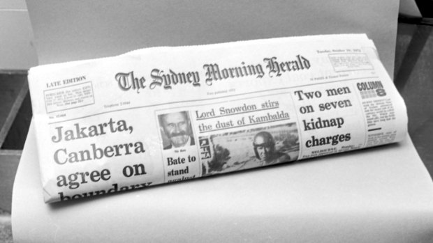 A copy of the Sydney Morning Herald on 10 October 1972.
Photo: Robert Pearce