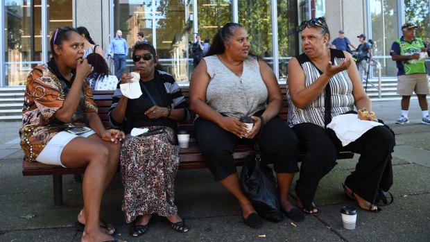 Family of the Bowraville murder victims outside the NSW Supreme Court on Thursday.