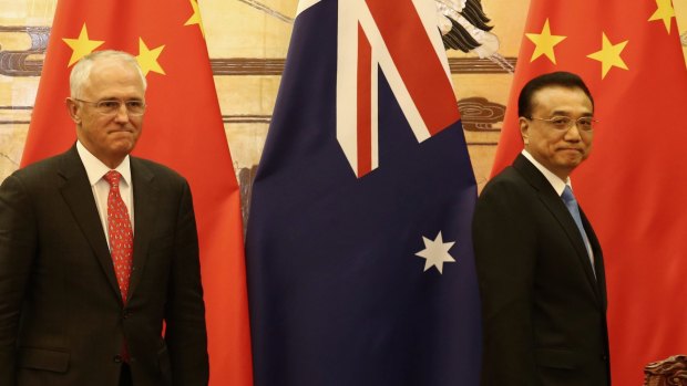 Prime Minister Malcolm Turnbull with Chinese Premier Li Keqiang.