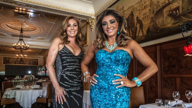 Housewives: Andrea Moss (left), with Gina Liano at Grossi Florentino's Mural Room  in Melbourne.