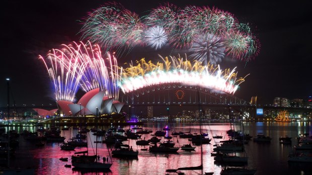 Fireworks light up the Sydney sky.