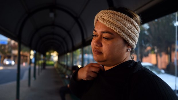 Tania Udit waits for a bus at Strathfield train station during a bus strike. She was not aware of the strike and has to take a taxi to work. 