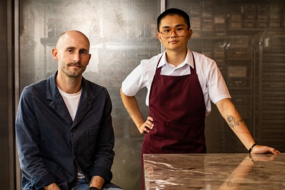 Darren Leaney (left) is on drinks and chef Dennis Yong is on snack duty at Parcs bar.