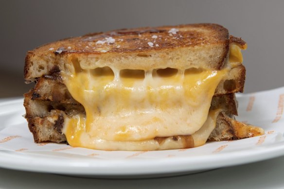 Triple threat: Three-cheese toastie with emmental, gruyere and cheddar, caramelised onion and horseradish mayo.