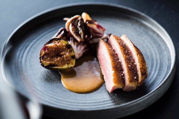 The duck with radicchio, fig and hazelnut.