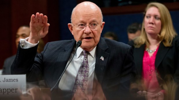Director of National Intelligence James Clapper speaks at a House Intelligence Committee.