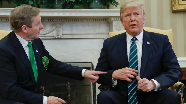 US President Donald Trump meets with Irish Prime Minister Enda Kenny in the White House.