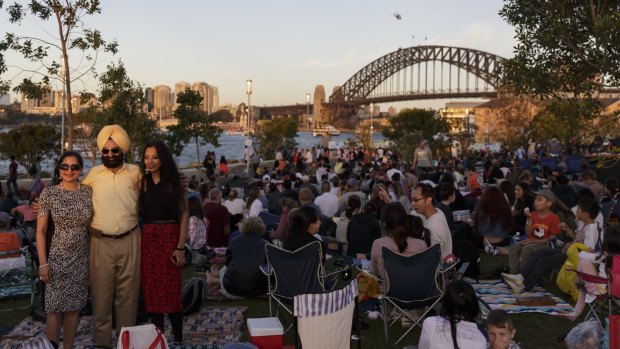 Crowds at Barangaroo park for last years New Year's Eve fireworks display.