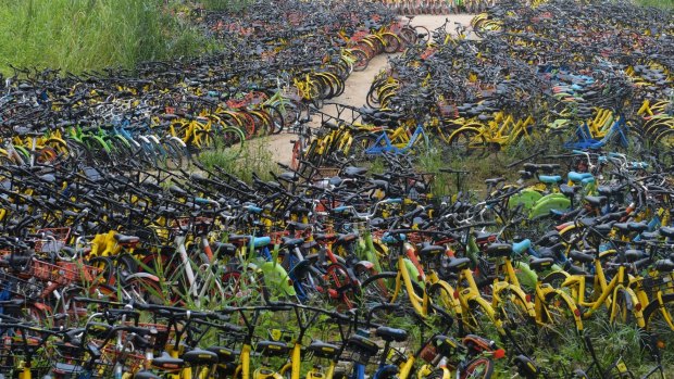 Think the bike problem is bad in Australian cities? Check out this aerial view of bicycles in Shenzhen, China.