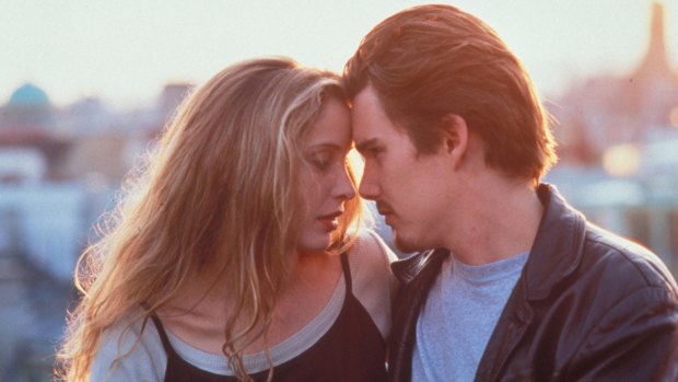 The slip dress, worn by Julie Delpy (with Ethan Hawke) in Before Sunrise, is back in fashion and makes the perfect first date outfit.