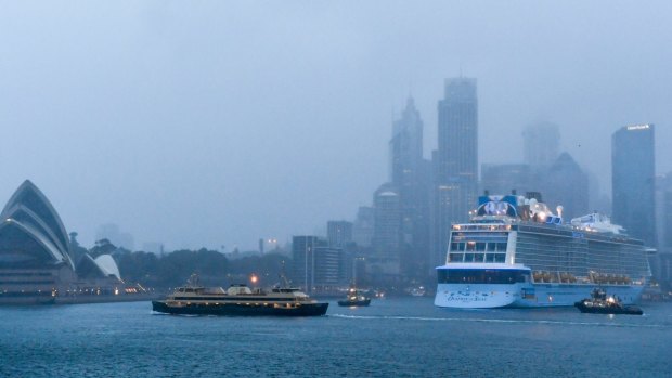 Ovation Of The Seas docks at Sydney's Overseas Passenger Terminal at Circular Quay.