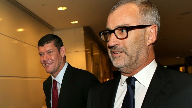 James Packer, left, with departed Crown Resorts chairman Rob Rankin. 