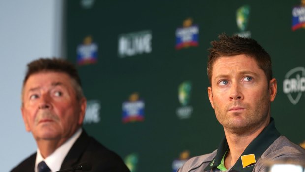 Future doubt: Michael Clarke with national selector Rod Marsh.