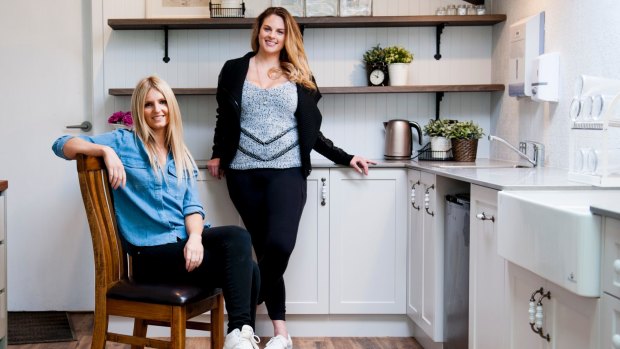 Canberra's dessetr queen Ali King (seated) with business partner Emilie Rohan. The pair have joined forces in a new business Ali King: Desserts, Cakes, Events