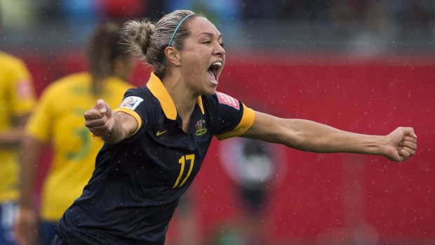 Progress: Kyah Simon and the Matildas may sson be able to be full-time professionals.