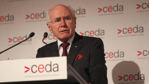 Forme prime minister John Howard speaking at the CEDA lunch.