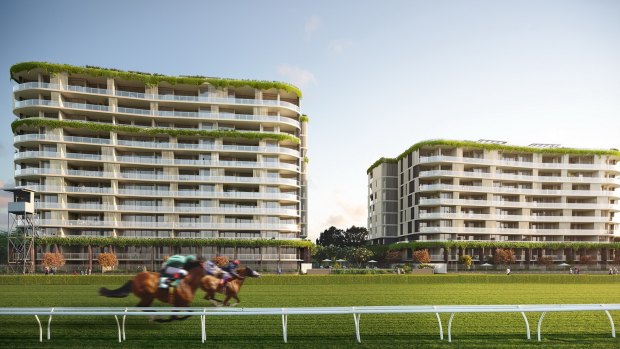An artists' impression of Mirvac's proposed residential development at Eagle Farm racecourse.