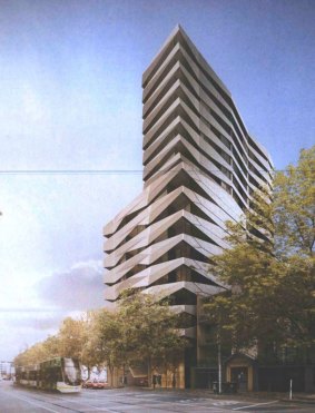 A September 2016 image of the tower planned for the La Trobe Street site. 